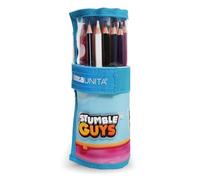 PRESTIGE & DELUXE Stumble Guys Lot de 24 crayons de couleur bleu clair pour l'école - Fermeture déchirure - + cadeau porte-clés personnage