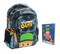 PRESTIGE & DELUXE Stumble Guys Sac à dos scolaire rond 3 compartiments zippés pour enfants primaire secondaire + agenda + ensemble écriture et porte-clés personnage