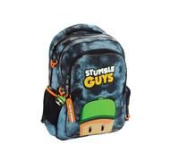 PRESTIGE & DELUXE Stumble Guys Sac à dos scolaire rond 3 compartiments zippés pour enfants primaire secondaire + ensemble écriture et porte-clés personnage