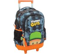 PRESTIGE & DELUXE Stumble Guys Sac à dos scolaire rond avec 3 compartiments zippés pour enfants primaires et moyens + 7 stylos effaçables et set d'écriture
