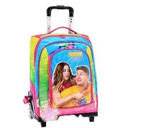 PRESTIGE & DELUXE Trolley Sac à dos Ninna & Mat pour l'école Filles Multicolore + 7 stylos et porte-clés à paillettes
