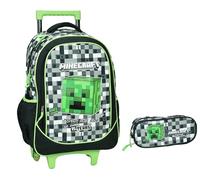PRESTIGE & DELUXE Trolley Sac à dos scolaire compatible avec Minecraft 46 cm haut de gamme pour enfant + trousse ovale zip, multicolore, standard, Trolley