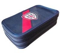 PRESTIGE & DELUXE Trousse Cagliari Football 3 étages zip complet pour l'école - Produit officiel + porte-clés