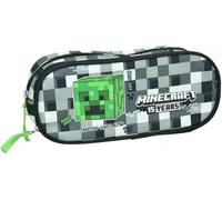 PRESTIGE & DELUXE Trousse d'école compatible avec Minecraft pixel ovale compartiment fermeture éclair pour enfant, multicolore, piccolo, Classique