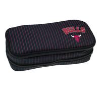 PRESTIGE & DELUXE Trousse d'école compatible avec NBA chicag0 Bulls ovale double compartiment fermeture éclair, multicolore, piccolo, Classique