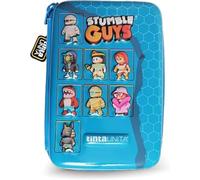 PRESTIGE & DELUXE Trousse scolaire Stumble Guys personnages - One Time pool Over complet bleu + cadeau porte-clés personnage, multicolore, standard, trousse