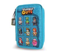PRESTIGE & DELUXE Trousse scolaire Stumble Guys personnages - Pool Over 3 étages complet bleu + cadeau porte-clés personnage, multicolore, standard, trousse