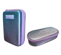 PRESTIGE & DELUXE Trousse unie Pool Over One Time Gradient bleu violet complet de papeterie + trousse ovale zippée pour école fille + porte-clés et stylo coloré