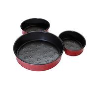 Prestige Disney Bake with Mickey Mouse Lot de 3 moules à gâteau en acier au carbone Motif tête de Mickey Rouge et noir