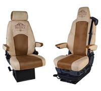PRESTIGE LINE Housse Siege Voiture pour Camions pour Scania série R, S Configuration des sièges B Siège Passager Pliant/Dépliant Beige Ergonomique Fabriqué en éco-Cuir imperméable