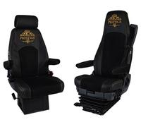 Prestige Line Housses de siège pour Scania série R et S Configuration A Noir - Siège Conducteur avec Ceinture de Sécurité et Tendeur/Déflecteur de Ceinture de Sécurité