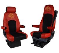 Prestige Line Housses de siège pour Scania série R et S Configuration A Rouge - Siège Conducteur avec Ceinture de Sécurité et Tendeur/Déflecteur de Ceinture de Sécurité