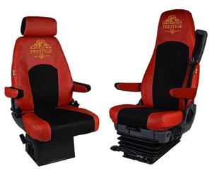 PRESTIGE LINE Housses de siège pour Scania série R et S Configuration A Rouge - Siège Conducteur avec Ceinture de Sécurité et Tendeur/Déflecteur de Ceinture de Sécurité
