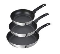 PRESTIGE Lot de 3 poêles à frire antiadhésives en acier inoxydable résistant aux rayures et anti-adhésives Passe au lave-vaisselle 21/25/29 cm