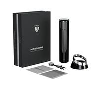 Prestigio Maggiore Tire-bouchon électrique de qualité supérieure avec station de charge - Coupe-capsule intégré - Emballé dans une boîte cadeau de qualité - Noir/argenté