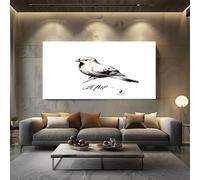 Prêt à Accrocher: Impression sur Toile Colombe Minimaliste Blanc Toile Decoration Murale pour Embellir le Salon, la Chambre ou l'Hôtel 70x140 cm Tableau Moderne