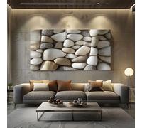 Prêt à Accrocher: Impression sur Toile Galets Minimalistes Gris Toile Decoration Murale pour Embellir le Salon, la Chambre ou l'Hôtel 70x140 cm Tableau Moderne