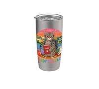 Prêt à apprendre Ussuri Cat Funny Back To School Day Student Gobelet isotherme en acier inoxydable double paroi