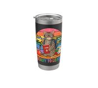 Prêt à apprendre Ussuri Cat Funny Back To School Day Student Gobelet isotherme en acier inoxydable double paroi