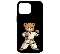 Prêt à se battre avec ce design d'ours en peluche de karaté Coque pour iPhone 16 Pro Max