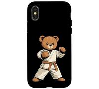 Prêt à se battre avec ce design d'ours en peluche de karaté Coque pour iPhone X/XS