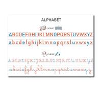 Prêt! Affiche Pédagogique Alphabet Français, 3 Écritures Bâton Script Cursif, Format A3 42x30 cm, Papier Poster, Multicolore
