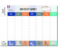 Prêt! Calendrier Hebdomadaire Familial A3 à Remplir, Planning Mural Organisation avec 8 Cases de Tâches Quotidiennes, Tableau Semainier Personnalisable, Papier Cartonné, Bleu, 29,7 x 42 cm + Crochet