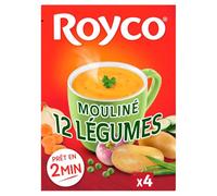 Prêt en 2 minutes pour un repas réconfortant - ROYCO Soupe Mouliné 12 Légumes, format familial 4x800 mL - Lot de 4