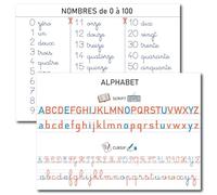 Prêt! Pack 2 Affiches Pédagogiques A3, Alphabet (Capitales, Script, Cursive) et Nombres 0 à 100, Posters Éducatifs pour t Élèves, 42x30 cm, Multicolore