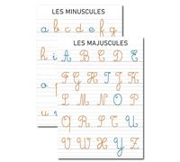 Prêt! Pack Affiches Pédagogiques A3, Maths, Français, Alphabet Cursive Script et Capitales, 42x30 cm, Multicolore, Support Éducatif École et Maison (Pack 2 Affiches Lettres Cursives)