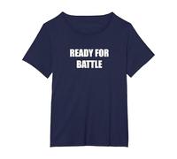 Prêt pour la Bataille T-Shirt, Femme Grandes Tailles, Bleu Marine, 5X
