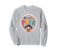 Prêt pour l'excitation de Jeune Fille de débutant PreK Cute School Sweatshirt, Unisexe pour Adultes, Gris Chiné, S