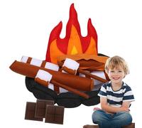 Pretend Campfire Set for Kids, 15pcs Play Camping Toy Prop with Plush Campfire Logs, Marshmallows, and Accessories, Imaginative Outdoor Adventure and Girls, Preschool Play