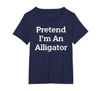 Pretend I'm an Alligator Costume Party Lazy Funny Halloween T-Shirt, Femme Grandes Tailles, Bleu Marine, 2X