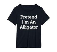Pretend I'm an Alligator Costume Party Lazy Funny Halloween T-Shirt, Femme Grandes Tailles, Noir, 2X