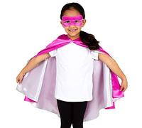Pretend to Bee Ensemble Cape et Masque de Super-Héros pour Enfants, réversible Rose et Argent, 3-7 Ans