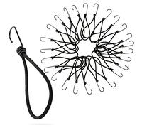 PRETEX Tendeurs Elastique avec Crochets - Lot de 25 Tendeur de 23 cm - Tendeurs Robustes Parfaits pour le Camping les Bagages et les Bâches - Cordon Noir, Crochet Noir
