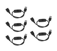 Pretfy 5pcs on Off Switch Male à Câble Femelle 2 Broches PVC Câble d'extension USB avec Bouton pour Conduire des Lumières LED de l'enregistreur, Noir