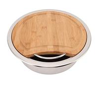 Pretfy Évier RV, 304 Basin de Lavage à Main en Acier Inoxydable avec Bloc de Coupe en Bambou pour Bateau, Yachts, Campeurs