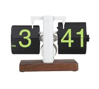 Pretfy Horloge Numérique Corloge Universelle Rétro de Bureau Rétro Room de Base Mécanique en Bois Grand Auto pour la Vie 12h - qualité Premium et Installation Facile (Page Verte du Cadre Blanc givré)