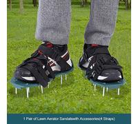 Pretfy Paire de Pelouse Outil Lourd Aérateur de Jardinage en épicé pour Les Sandales d'herbe Desserre Les Chaussures Sol Faciles - Solution qualité Professionnelle (4 Sangles)