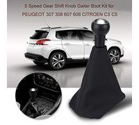 Pretfy Speed Gear Shift Durable Assembly for C3 Bouton Remplacement Gaiter Robuste Installation 307 Easy 608 308 607 Kit C5 PU Cuir Noir - Ajustement Universel, L
