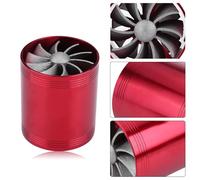 Pretfy Turbonator de l'admission d'air de Voiture en Aluminium, Turbo à Double Turbo à Gaz Turbine Double Ventilateur, Améliore l'efficacité du Moteur (Accessoires rouges + noirs)