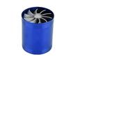 Pretfy Turbonator de l'admission d'air de Voiture en Aluminium, Turbo à Double Turbo à Gaz Turbine Double Ventilateur, Améliore l'efficacité du Moteur (Bleu)