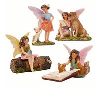 PRETMANNS Fées pour Jardin féérique avec adorables Animaux Miniatures - Un Joli kit d'accessoires pour l'extérieur - Collection de Figurines 5 pièces