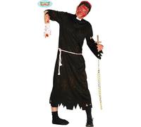 Prêtre Zombie Costume d'Halloween Personnage hanté Fantastique Religieux Morts-Vivants Faux-semblant Fantôme Moine Rituel Abbaye Nuit Autel, Taille : 52 - 54 (L) Couleur : Noir