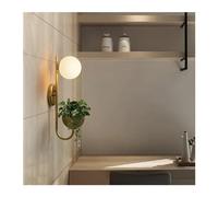 Prettiee Applique Murale rétro en Verre avec LED, Style Nordique, idéale pour Les Plantes, Les Tables de Chevet et Les Restaurants. Design scandinave décoratif. Applique Murale (dorée, Blanc Chaud).