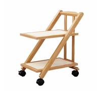 Prettiee Chariot de Rangement Mobile avec Roues verrouillables, Cadre en Bois Massif, étagère de Service Robuste, capacité de 50 kg pour la Cuisine, Le Salon et Le Bureau (Woody_a 47x32x73cm)