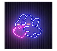 Prettiee Enseigne Lumineuse néon « Ambiance apaisante pour Lapin » avec lumières néon en Forme de cœur, enseigne d'ange Mignonne (F 45cmx45cm)