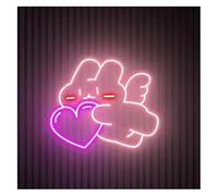 Prettiee Enseigne Lumineuse néon « Ambiance apaisante pour Lapin » avec lumières néon en Forme de cœur, enseigne Ange Mignonne (D 40cmx40cm)